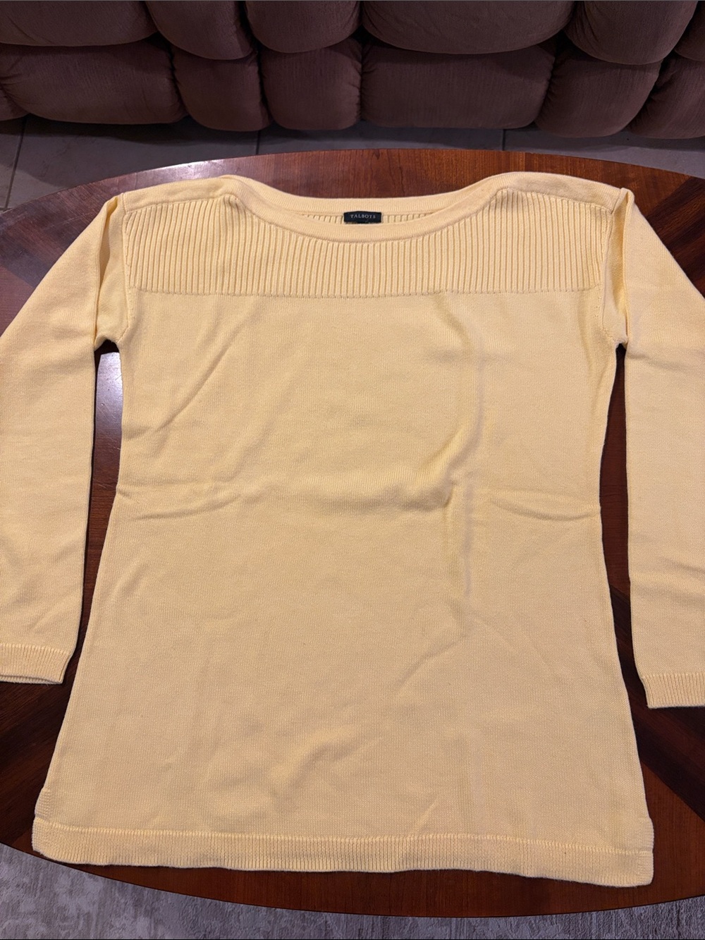 Talbots Women’s Ribbed-Yoke Sweater in Light Yellow